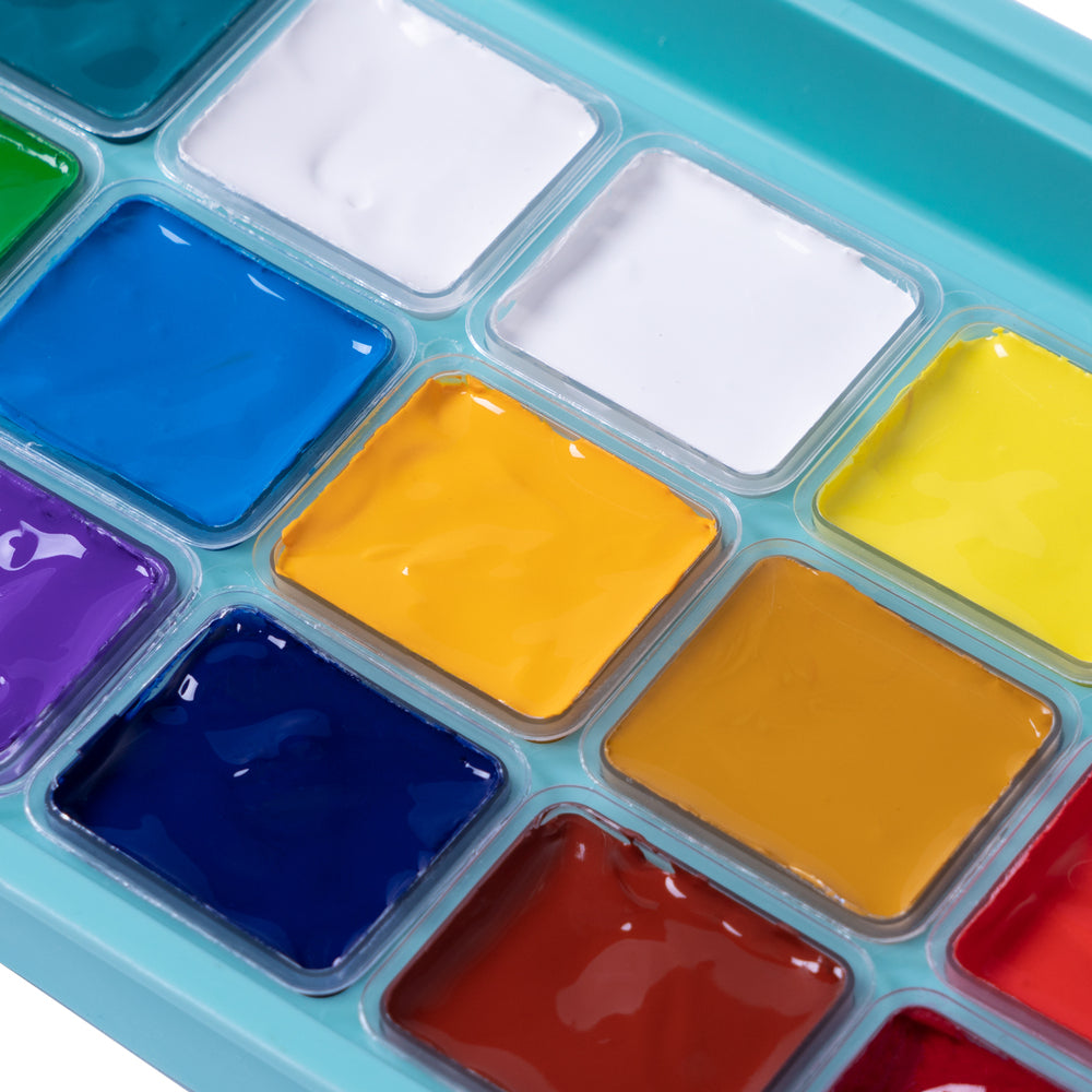 Gouache Himi 18 colores | 30 ml | Estuche Verde Agua + Pinceles
