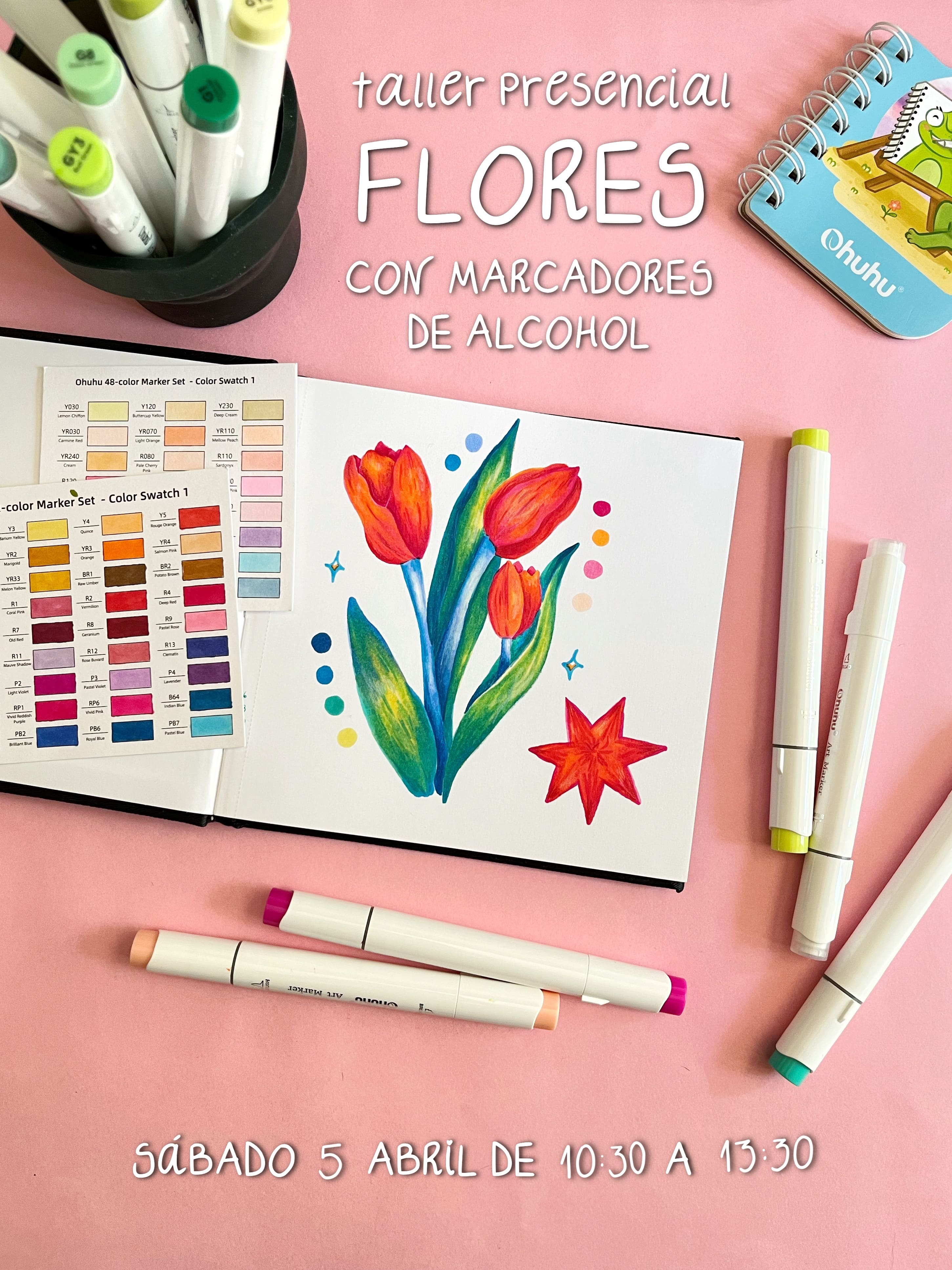 Flores con Marcadores de Alcohol | Workshop Presencial | Sáb 5 Abril AM