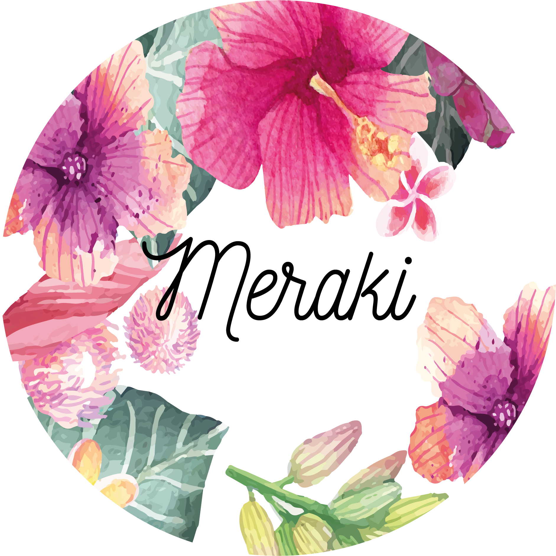 Logo Meraki con flores