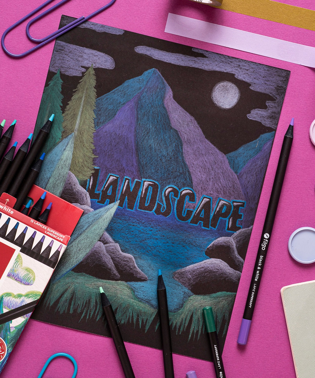 Lápices Black&White Supersoft 15 colores | Tonos Landscape | Filgo