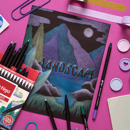 Lápices Black&amp;White Supersoft 15 colores | Tonos Landscape | Filgo