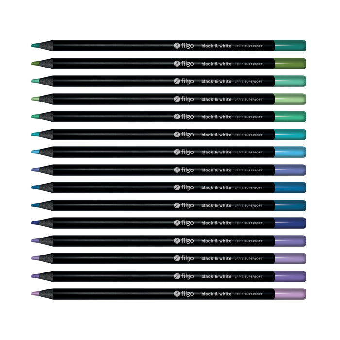 Lápices Black&amp;White Supersoft 15 colores | Tonos Landscape | Filgo
