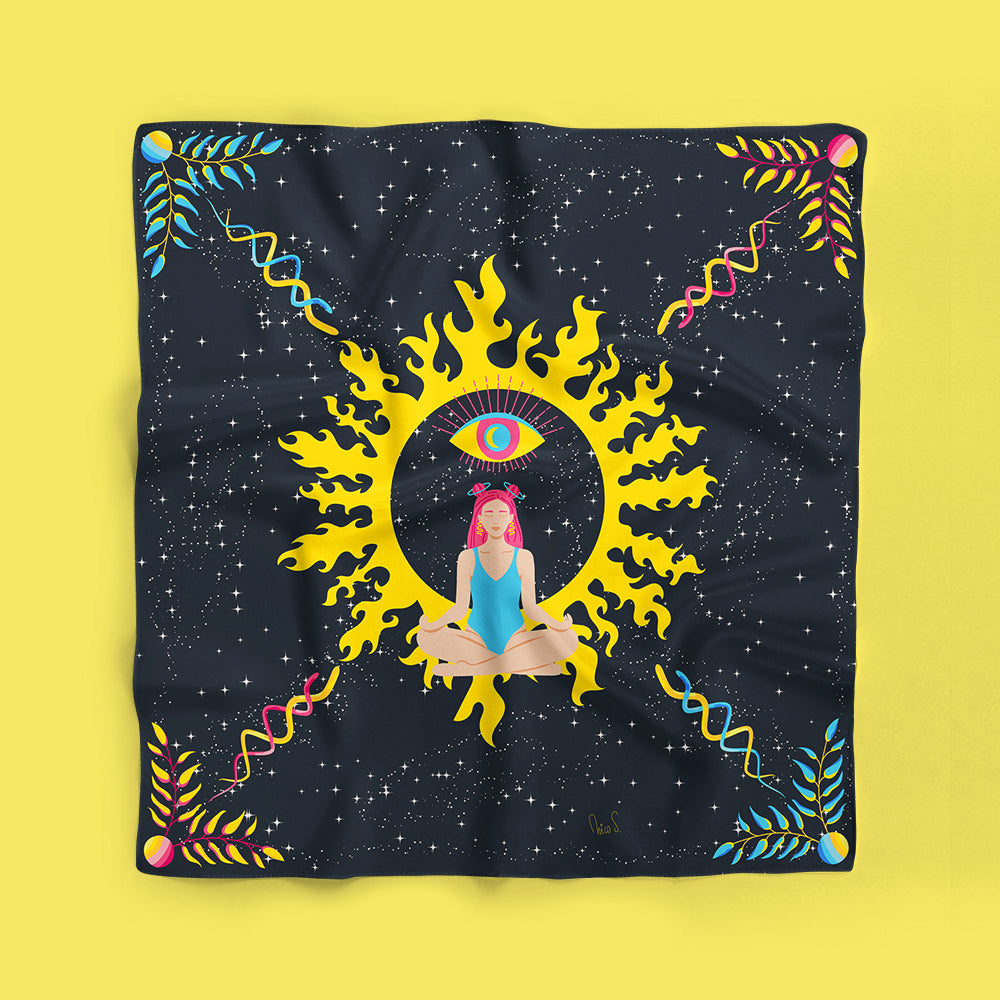 Pañuelo Tercer Ojo (fondo negro sol amarillo)