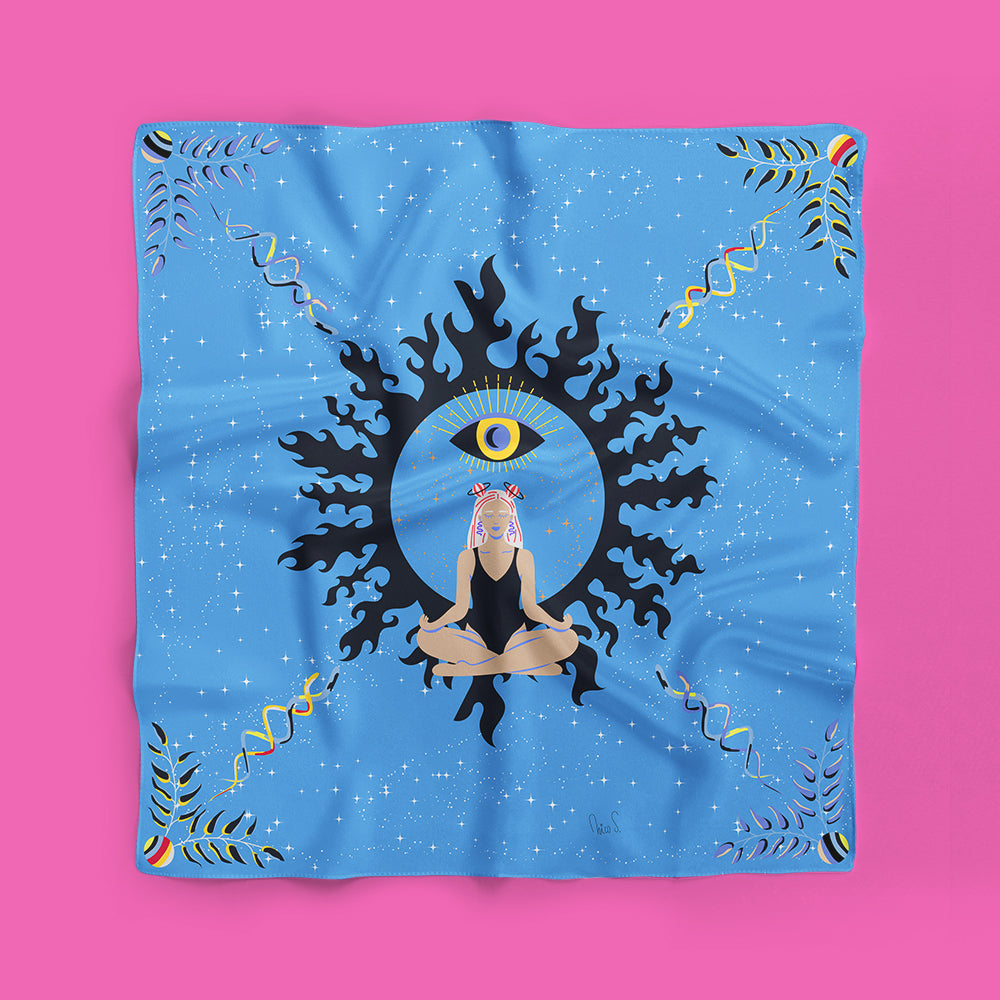 Pañuelo Tercer Ojo (fondo azul sol negro)