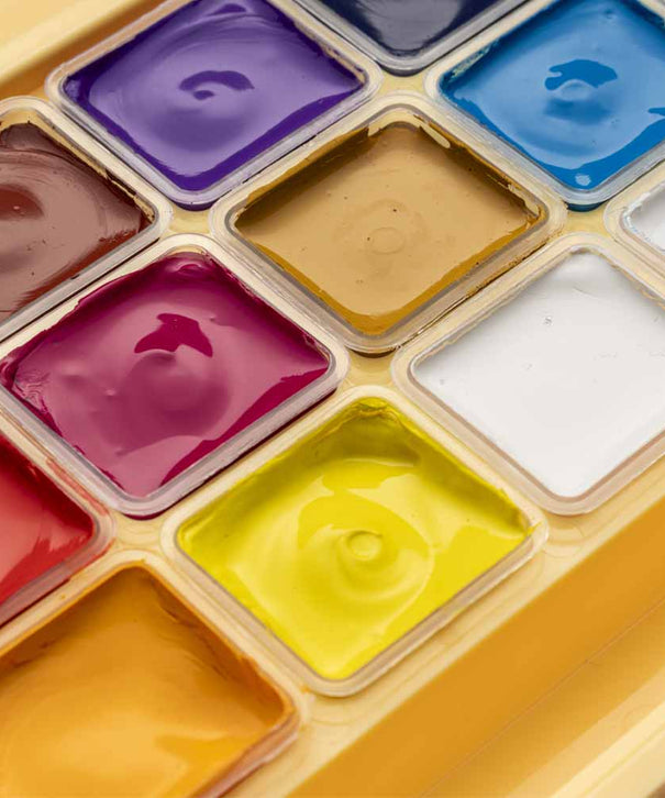 Gouache Himi 18 colores | 30 ml | Estuche Amarillo + Pinceles