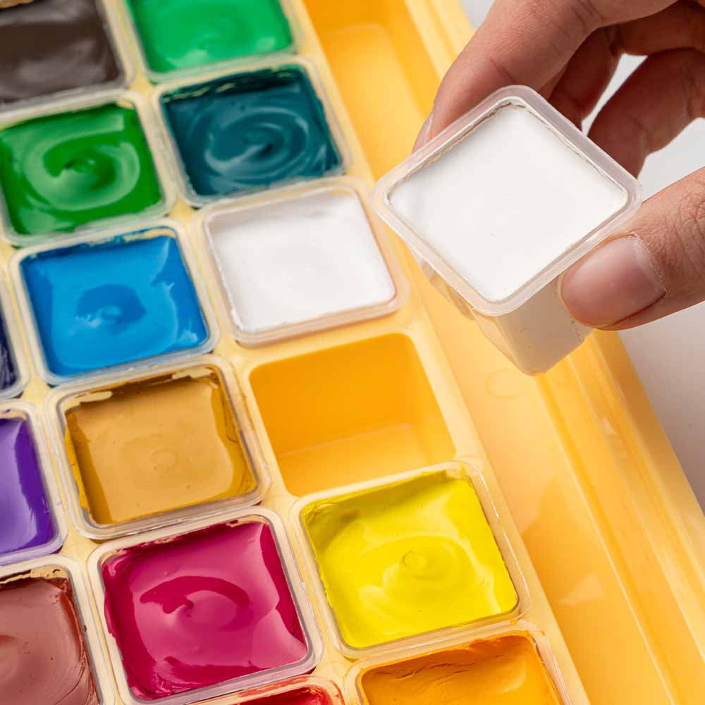 Gouache Himi 18 colores | 30 ml | Estuche Amarillo + Pinceles