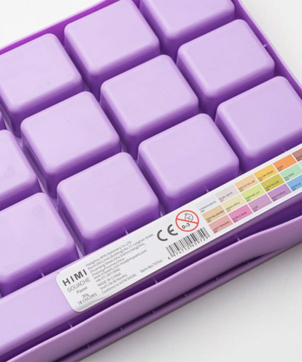 Gouache Himi 18 colores | 30 ml | Colores Pasteles Estuche Lila