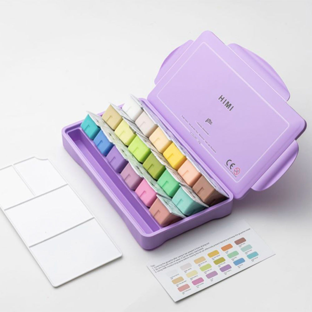 Gouache Himi 18 colores | 30 ml | Colores Pasteles Estuche Lila