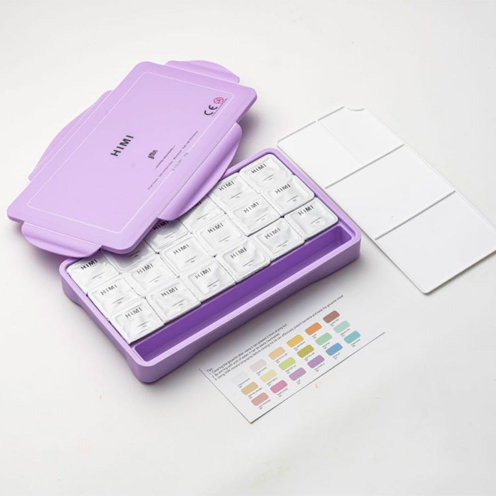 Gouache Himi 18 colores | 30 ml | Colores Pasteles Estuche Lila