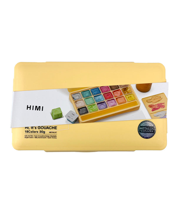 Gouache Himi 18 colores | 30 ml | Colores Metálicos Estuche Amarillo