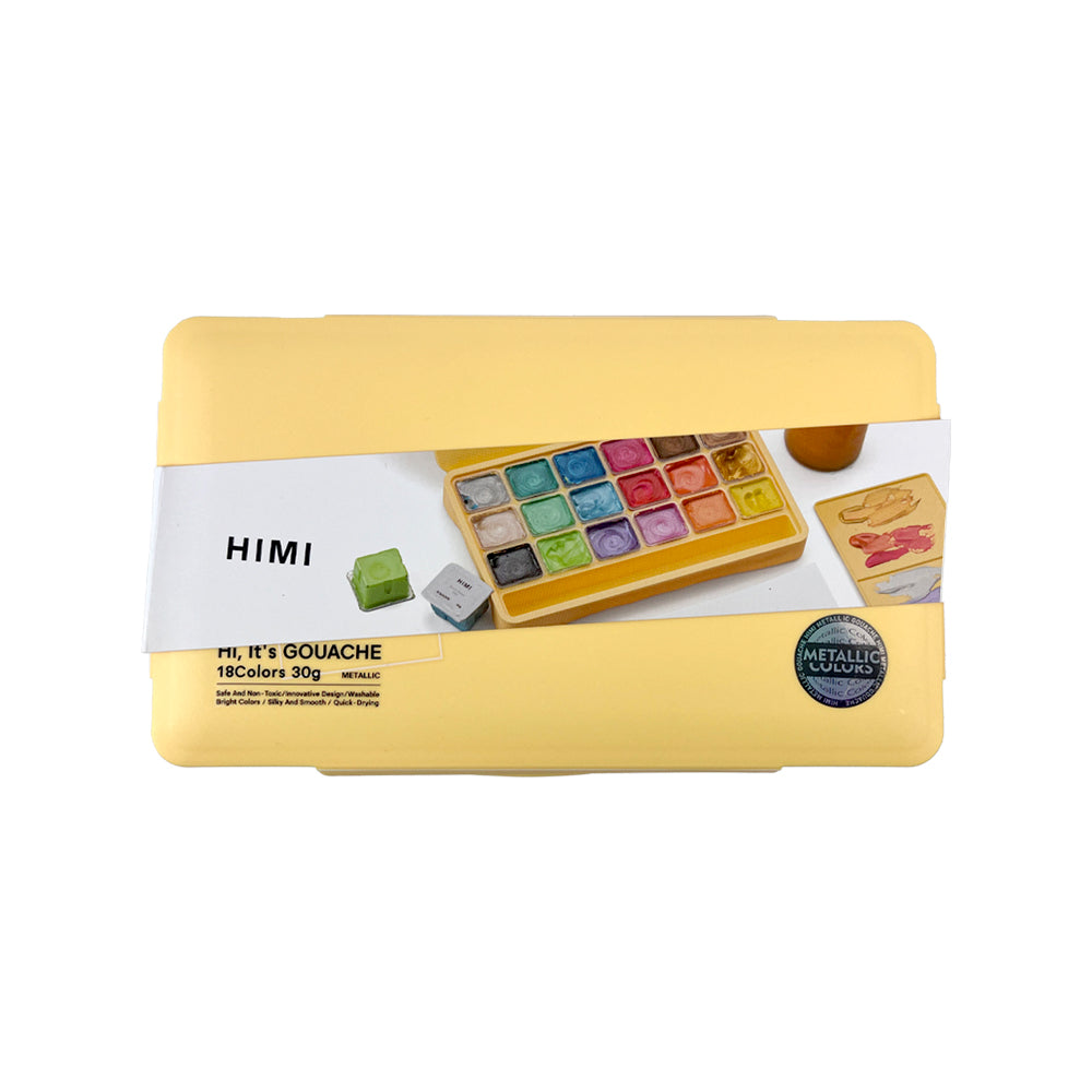 Gouache Himi 18 colores | 30 ml | Colores Metálicos Estuche Amarillo