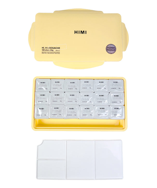 Gouache Himi 18 colores | 30 ml | Colores Metálicos Estuche Amarillo