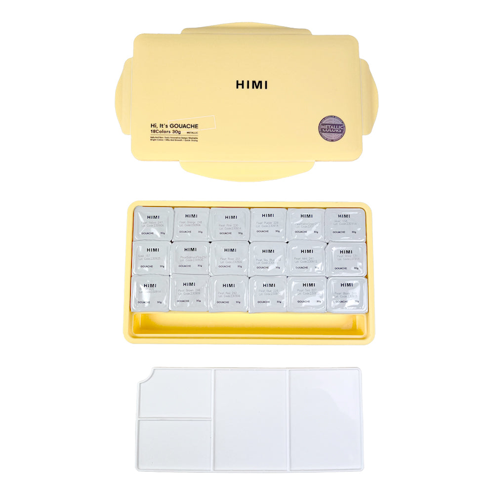 Gouache Himi 18 colores | 30 ml | Colores Metálicos Estuche Amarillo