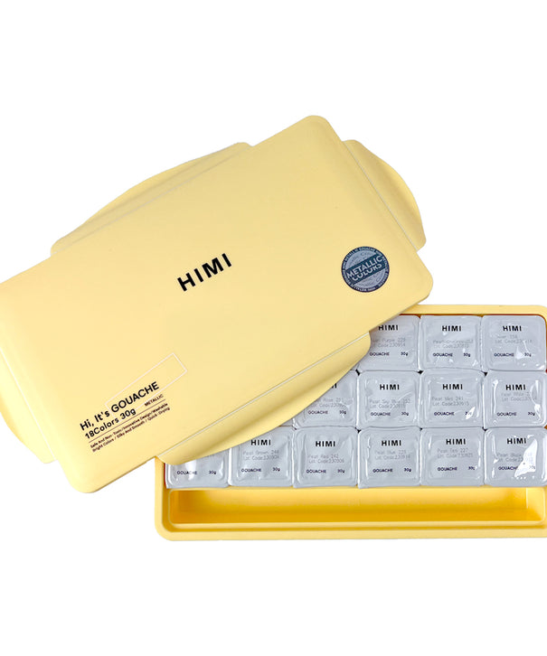 Gouache Himi 18 colores | 30 ml | Colores Metálicos Estuche Amarillo