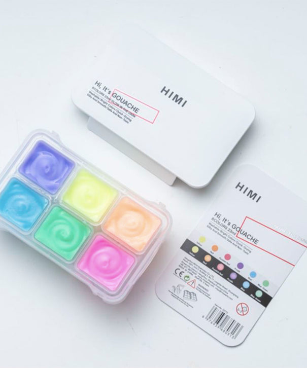 Gouache Himi 6 colores | 23 ml | Colores Brillo en la Oscuridad Mini Estuche