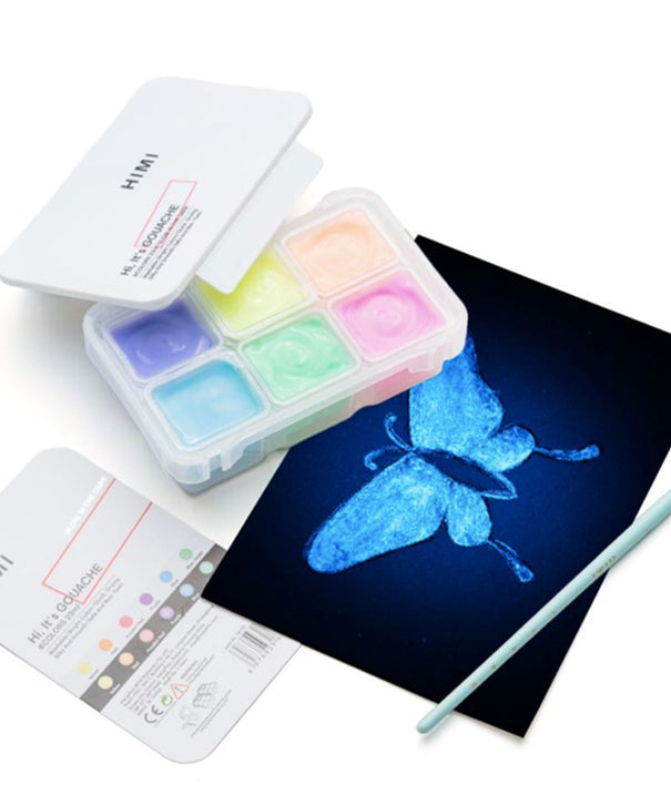 Gouache Himi 6 colores | 23 ml | Colores Brillo en la Oscuridad Mini Estuche