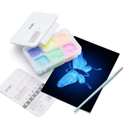 Gouache Himi 6 colores | 23 ml | Colores Brillo en la Oscuridad Mini Estuche