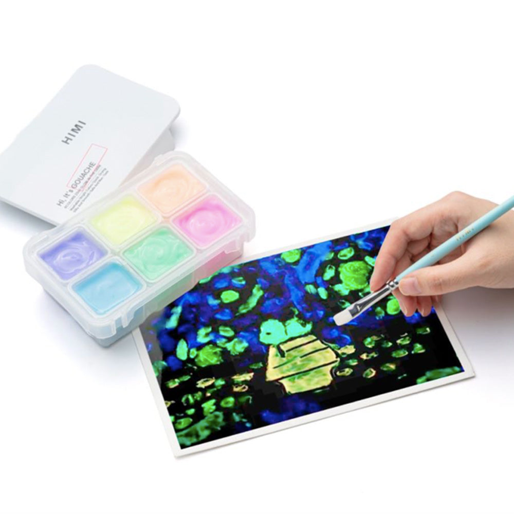 Gouache Himi 6 colores | 23 ml | Colores Brillo en la Oscuridad Mini Estuche