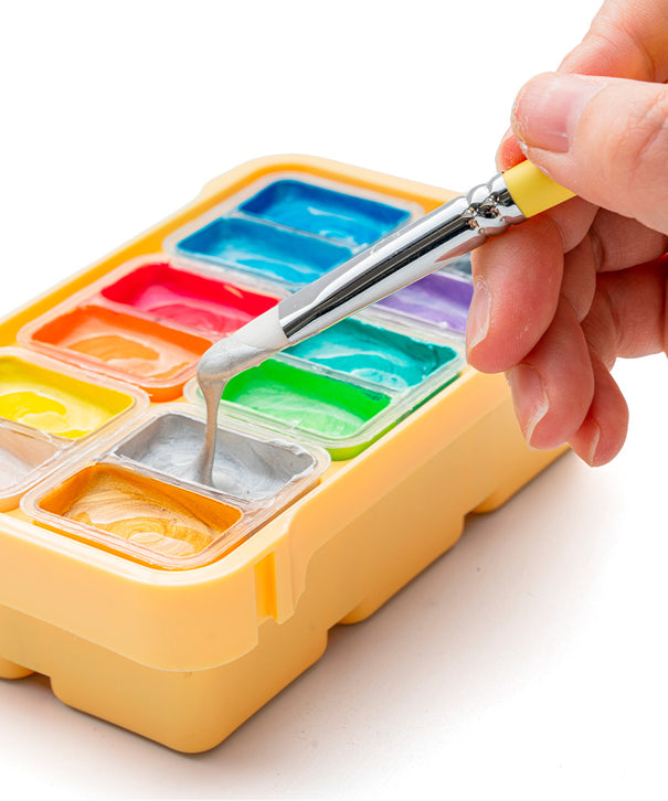 Gouache Himi 12 colores | 12 ml | Colores Metálicos Mini Estuche Amarillo