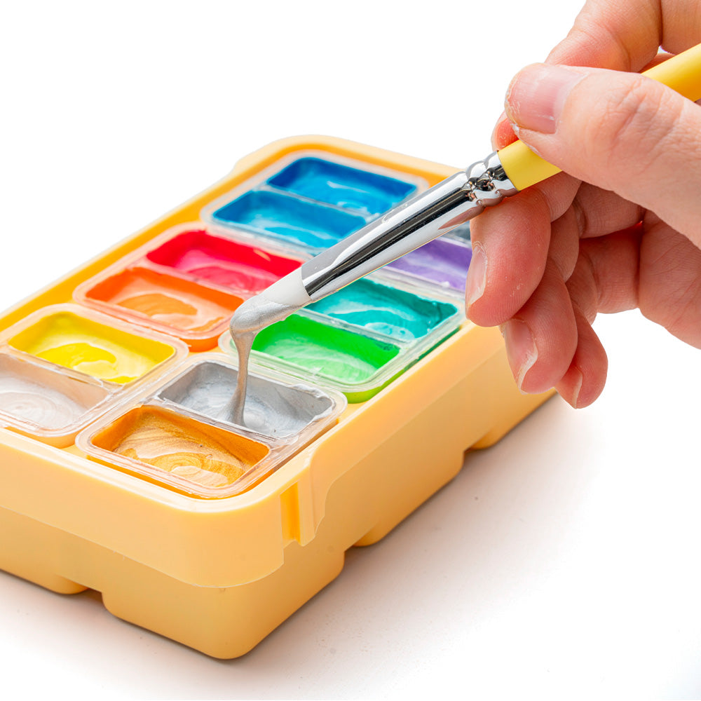 Gouache Himi 12 colores | 12 ml | Colores Metálicos Mini Estuche Amarillo