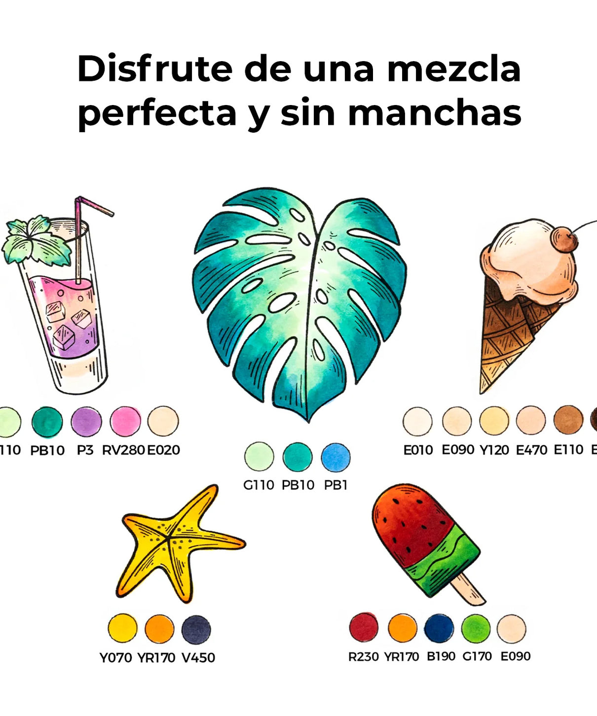 Ohuhu 6 Marcadores de Alcohol | Colores Básicos | Honolulu A: Pincel y Biselada