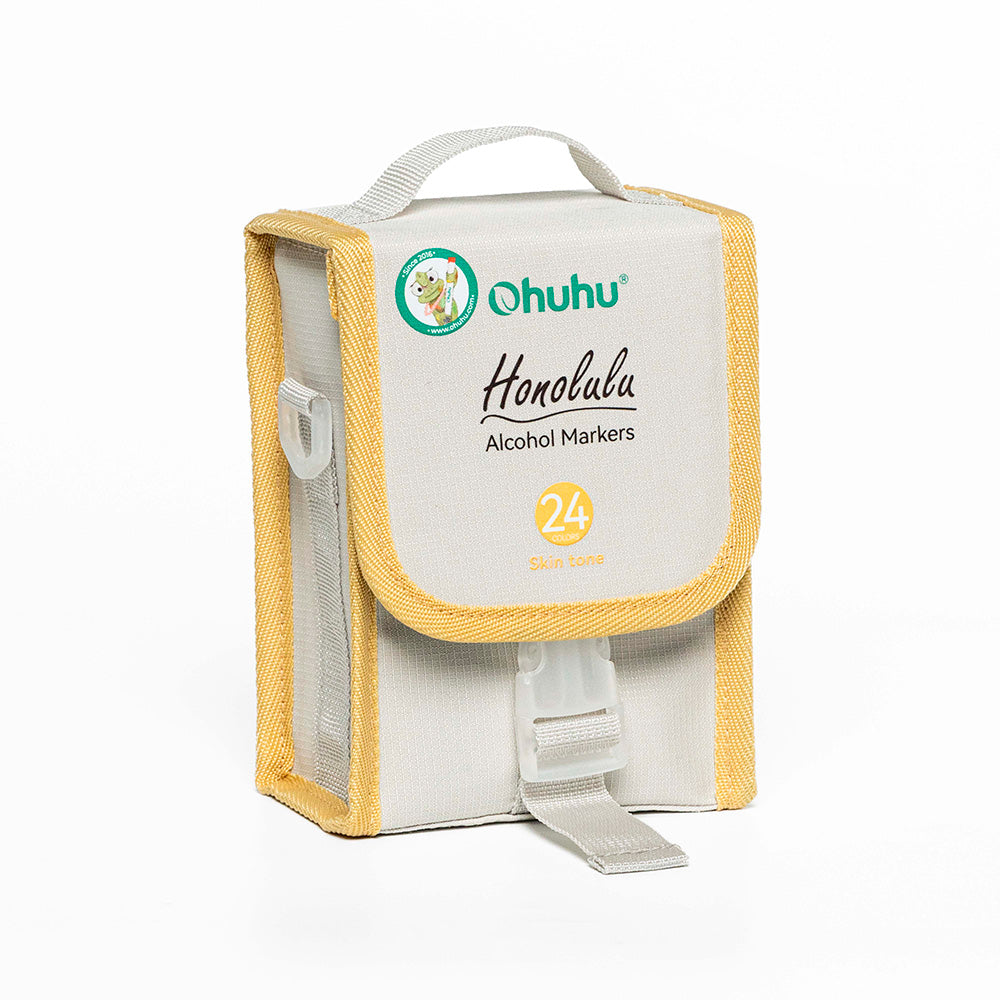 Marcadores Ohuhu 24 colores + 1 blender + bolso | Tonos Piel | Honolulu A: Pincel y Biselada