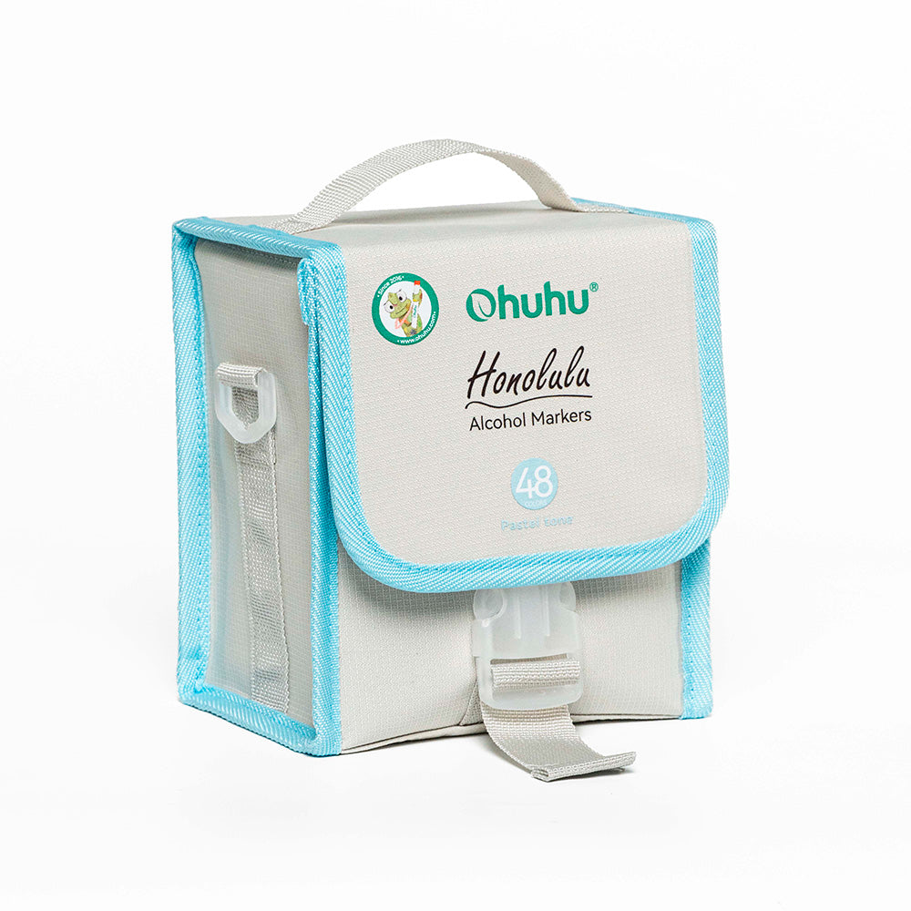 Ohuhu 48 Marcadores de Alcohol + 1 blender + bolso | Colores Pasteles | Honolulu A: Pincel y Biselada