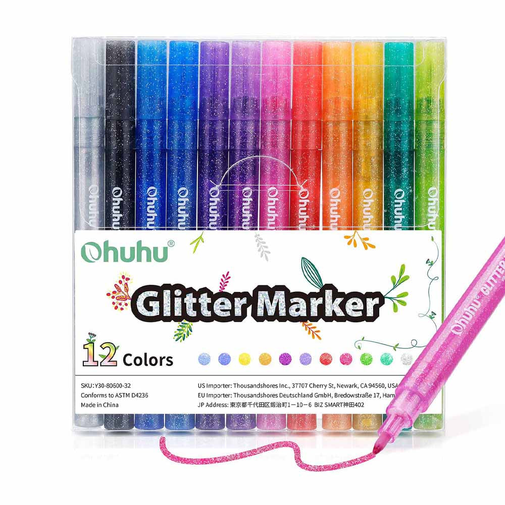 Marcadores Glitter Metálicos Ohuhu | 12 colores