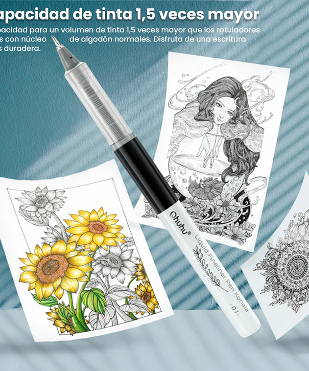 Set Tiralíneas Ohuhu Kohala 9 unidades | 1 Punta Pincel + 8 Puntas Finas