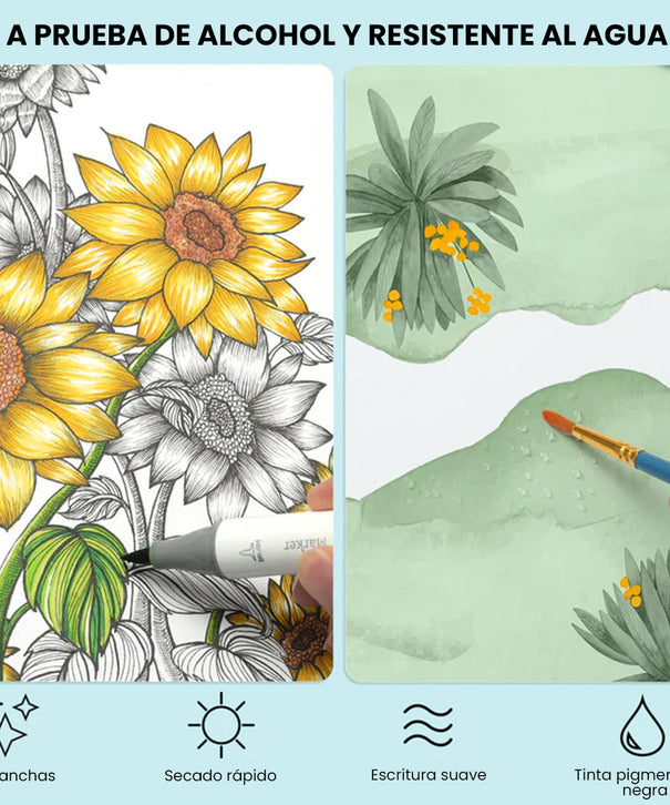 Set Tiralíneas Ohuhu Kohala 9 unidades | 1 Punta Pincel + 8 Puntas Finas