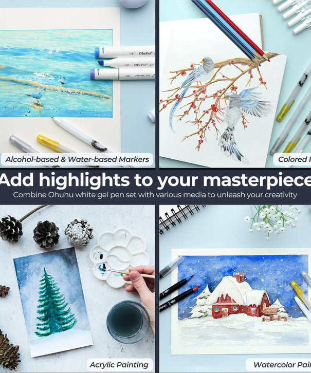 Lápiz Gel Ohuhu | Blanco, dorado o plateado