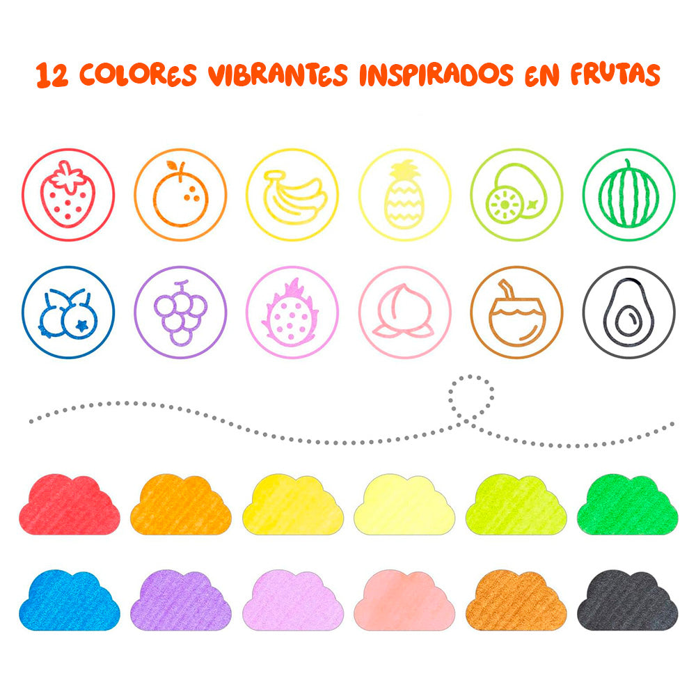 Marcadores Stamper Para Niños Lavables Ohuhu Kainani | Punta Cono y Timbre | 12 colores