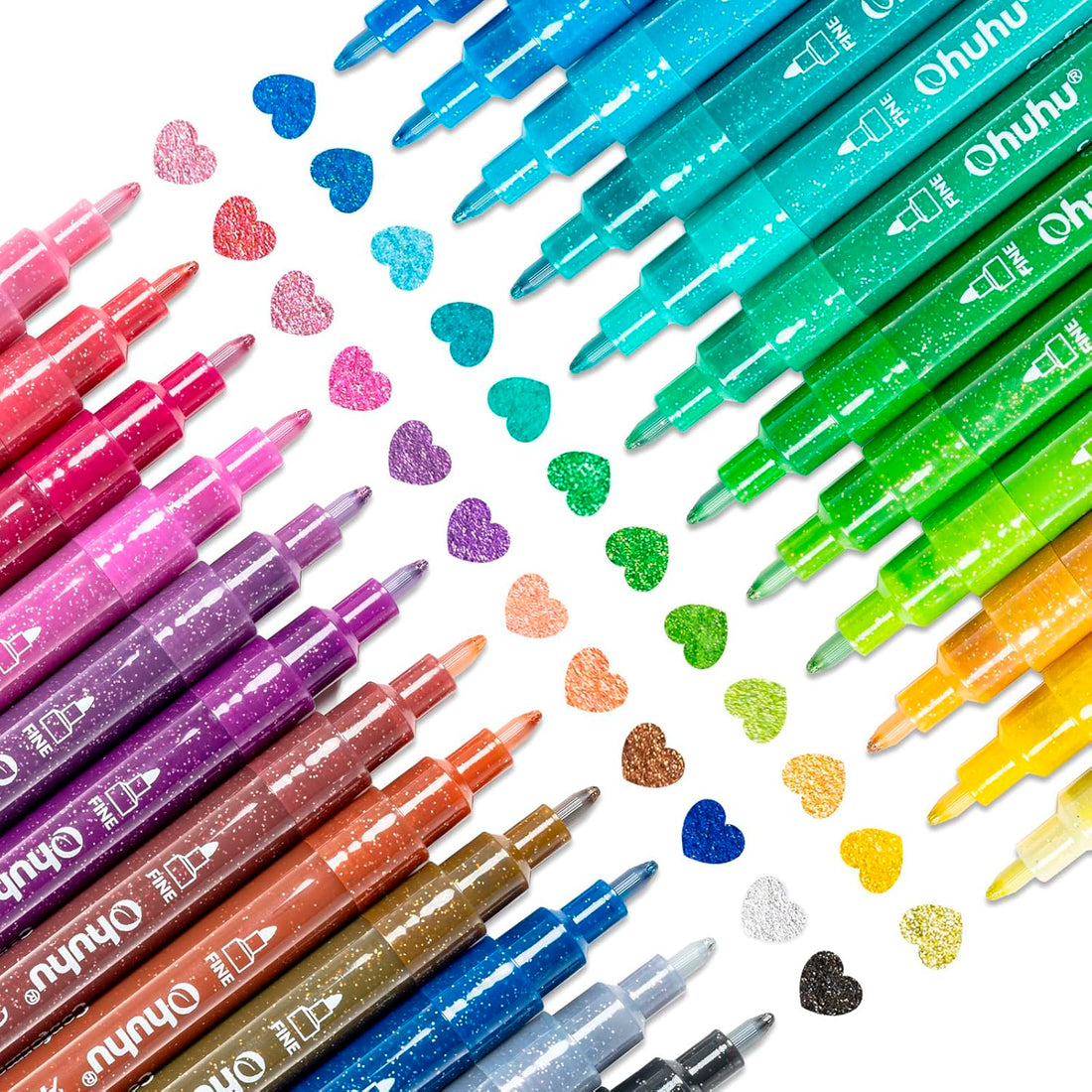 Marcadores Glitter Metálicos Purpurina Ohuhu | 24 colores Punta 0,7 mm