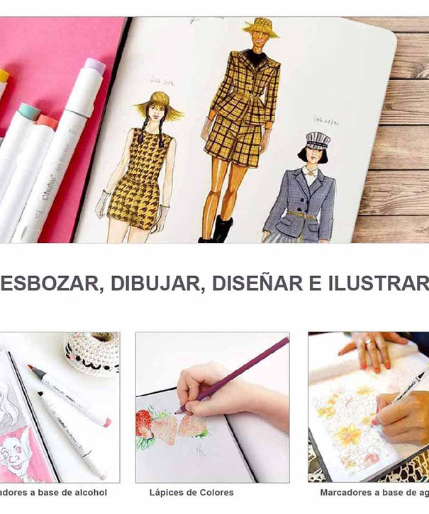 Sketchbook Ohuhu Para Marcadores de Alcohol | 21 x 21 CM, 78 hojas | 200 g/m2