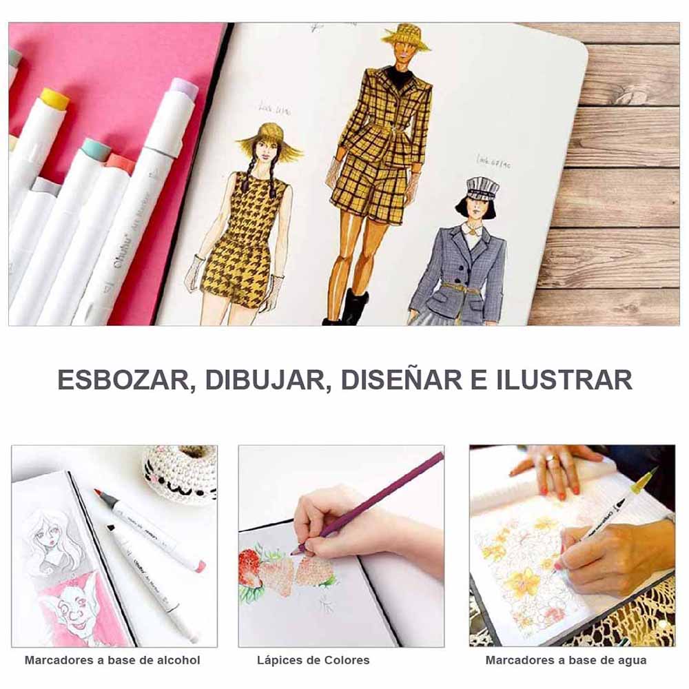 Sketchbook Ohuhu Para Marcadores de Alcohol | 21 x 21 CM, 78 hojas | 200 g/m2