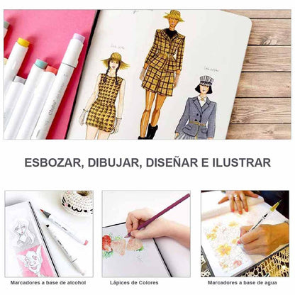 Sketchbook Ohuhu Para Marcadores de Alcohol | 21 x 21 CM, 78 hojas | 200 g/m2