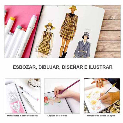 Sketchbook Ohuhu Para Marcadores de Alcohol | 21 x 29 CM, 78 hojas | 200 g/m2