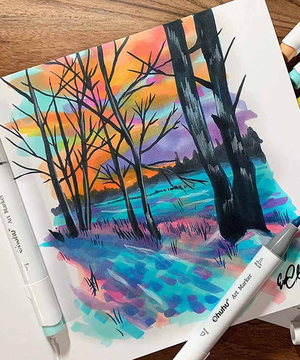 Sketchbook Ohuhu Para Marcadores de Alcohol | 17,5 x 16,5 CM, 30 hojas | 200 g/m2