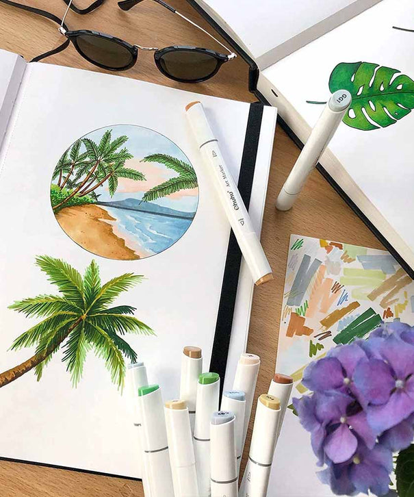 Sketchbook Ohuhu Para Marcadores de Alcohol | 17,5 x 16,5 CM, 30 hojas | 200 g/m2