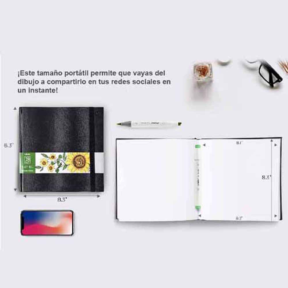 Sketchbook Ohuhu Para Marcadores de Alcohol | 17,5 x 16,5 CM, 30 hojas | 200 g/m2