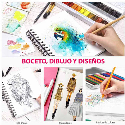 Sketchbook Ohuhu Para Marcadores de Alcohol Anillado | 22 x 21 CM, 60 hojas | 200 g/m2