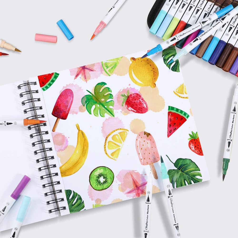 Sketchbook Ohuhu Para Marcadores de Alcohol Anillado | 22 x 21 CM, 60 hojas | 200 g/m2