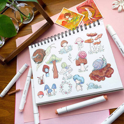 Sketchbook Ohuhu Para Marcadores de Alcohol Anillado | 22 x 21 CM, 60 hojas | 200 g/m2