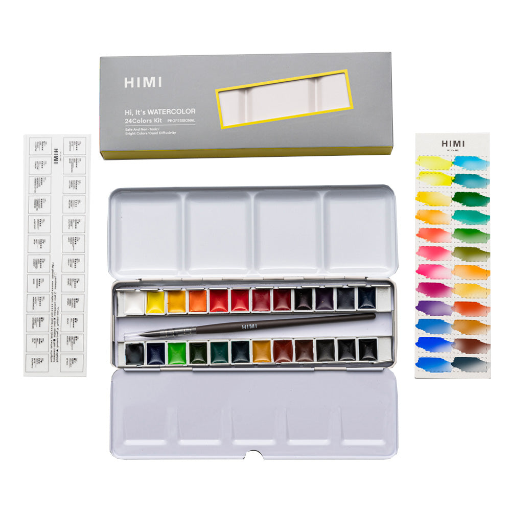 Set Acuarelas 24 colores 2ml Himi | Incluye pincel