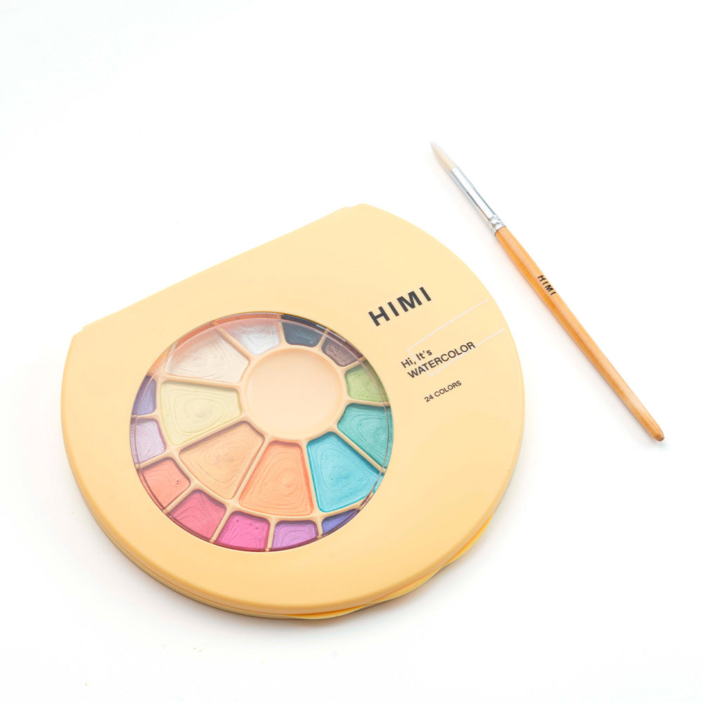 Set Acuarela Metalizados Himi 24 colores + pincel | Semi Húmedo