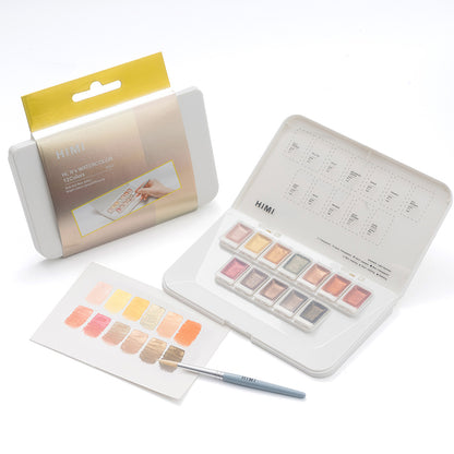 Set Acuarela Metalizada Himi 12 colores + pincel | Gold/Oro