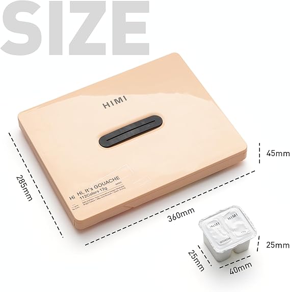 Gouache Himi 112 colores variados | 12 ml | Estuche Damasco (sin pinceles)