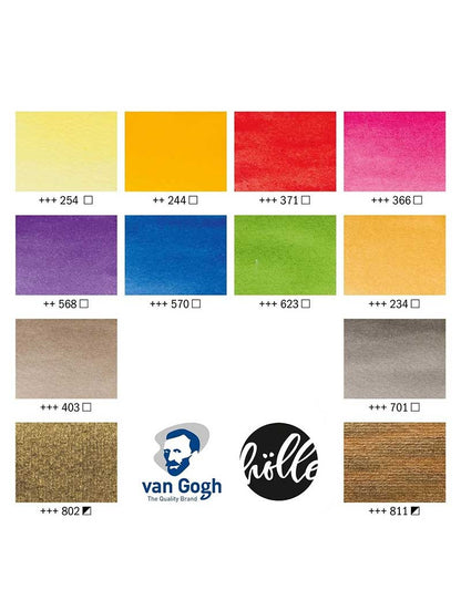 Set Acuarelas 12 colores | Van Gogh Pocket Box | Set Floral Frau Hölle