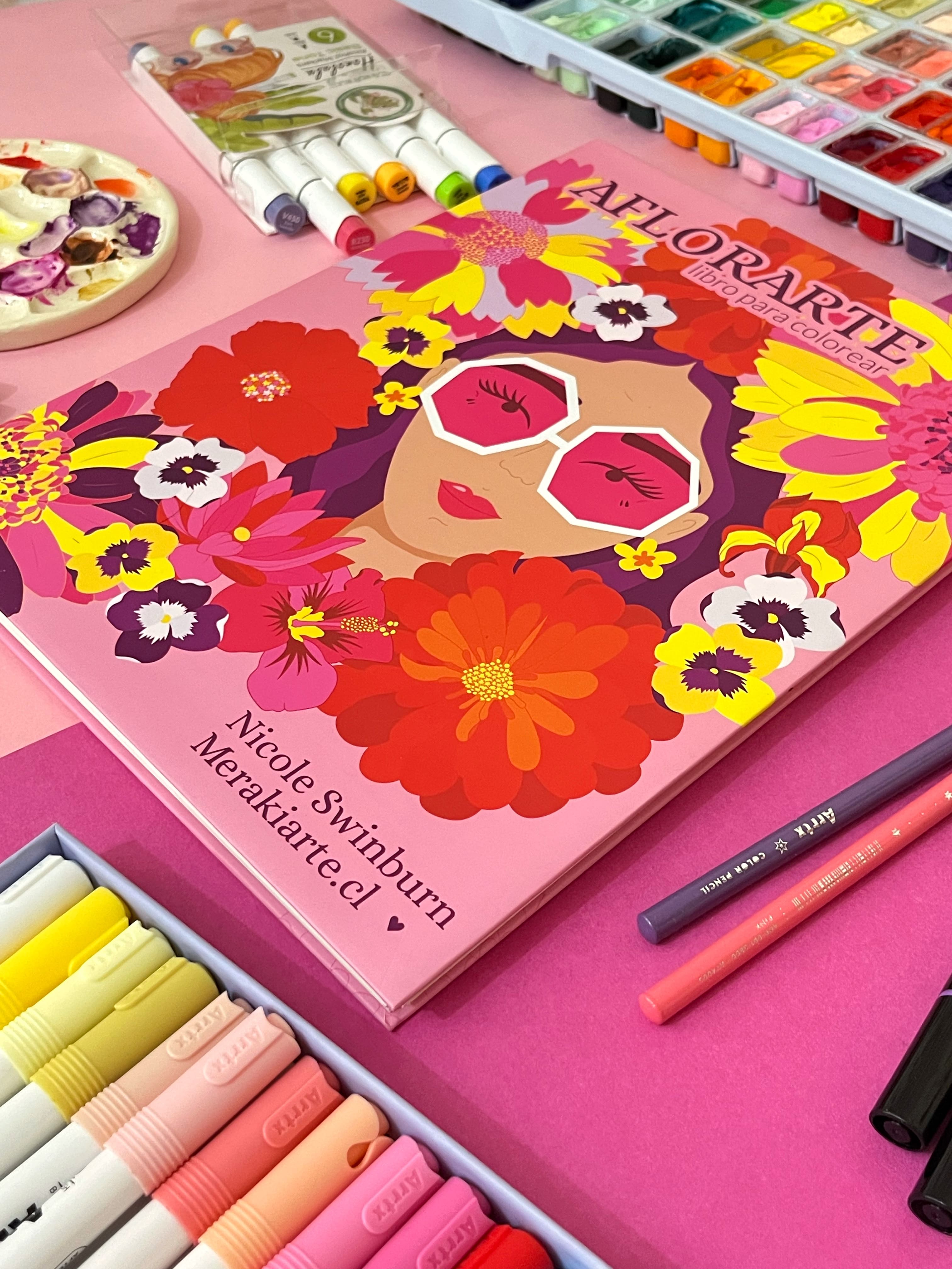 Pack Libro Aflorarte + Acuarelas Himi Metalizadas Oro + Acuarelas Himi Metalizadas Plata