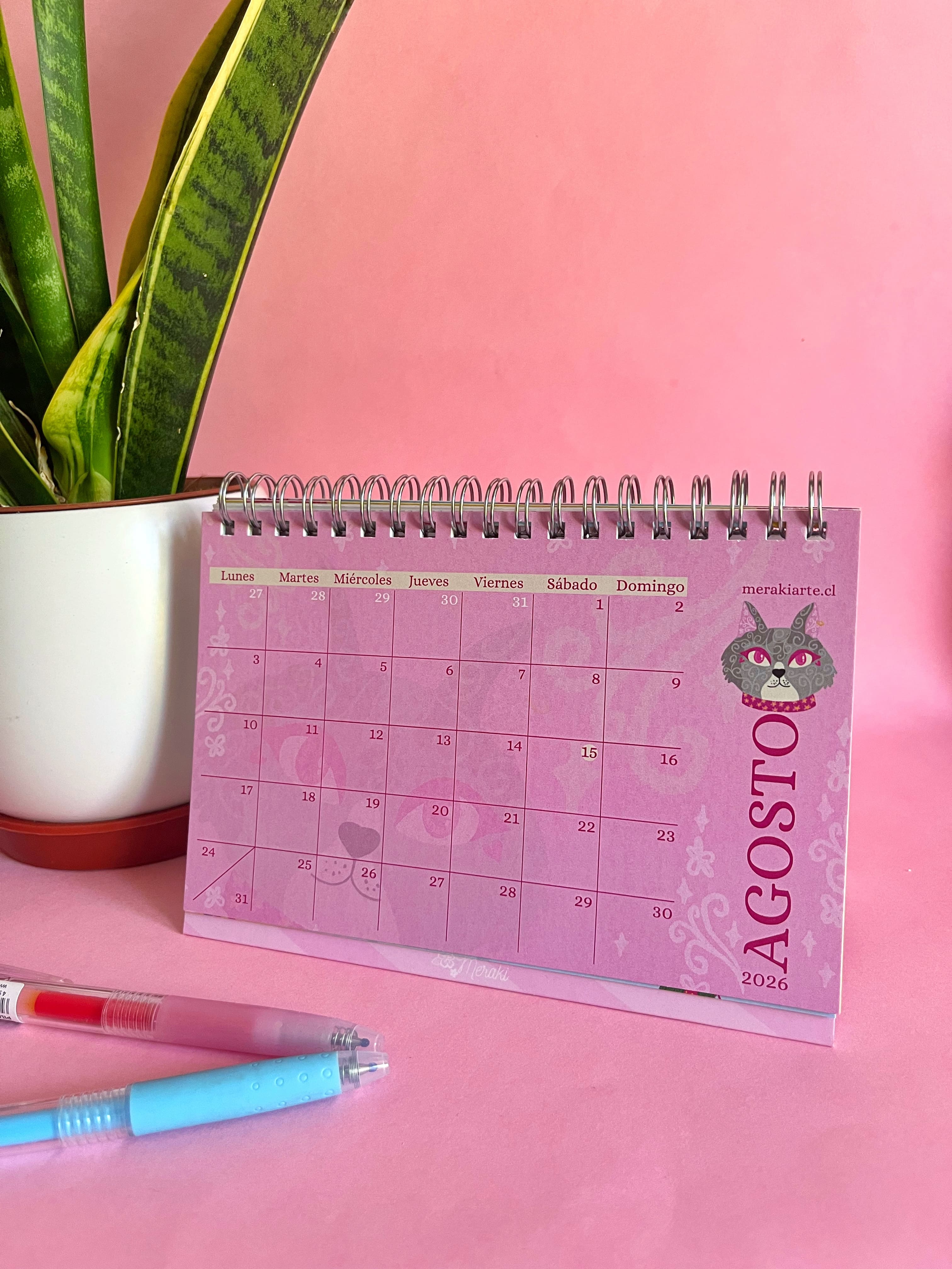 Calendario de Escritorio Ilustrado Meraki 2026 - Vivir Bonito 🌸